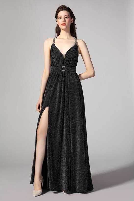 Sexy V-Cut Neckline Shiny Elegant Evening Dress (00208000) - eDressit