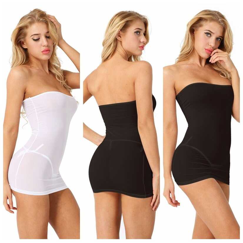 Sexy Women Micro Mini Dress Bodycon Party Nightclub Strapless Tube ...