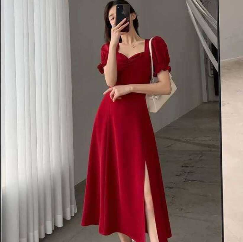 Sexy trendy aesthetic debut plus size dress red dress for ...