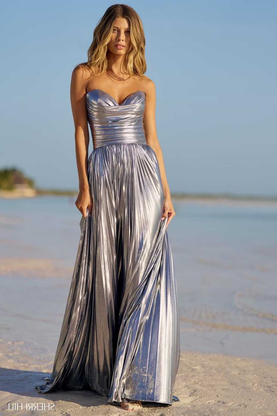 Sherri Hill Strapless Metallic Prom Dress 56065 – Terry Costa