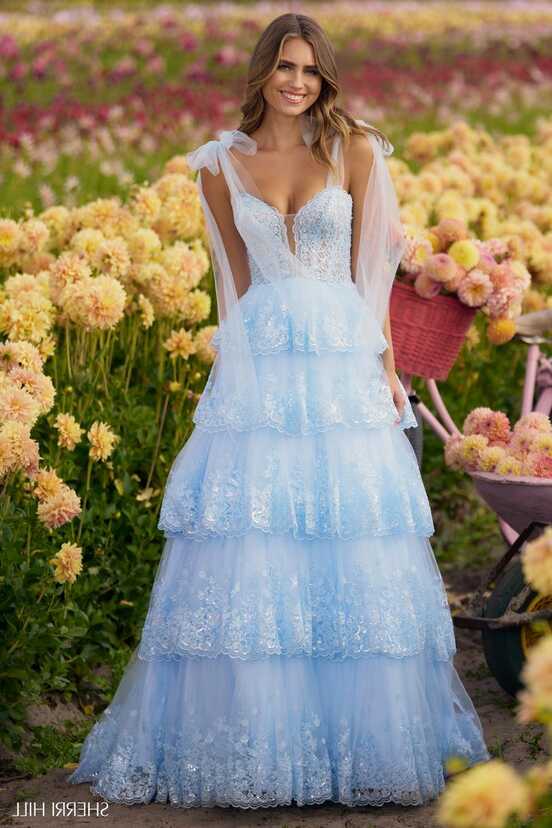 Sherri Hill Tiered Sequin Tulle Prom Dress 56260 – Terry Costa