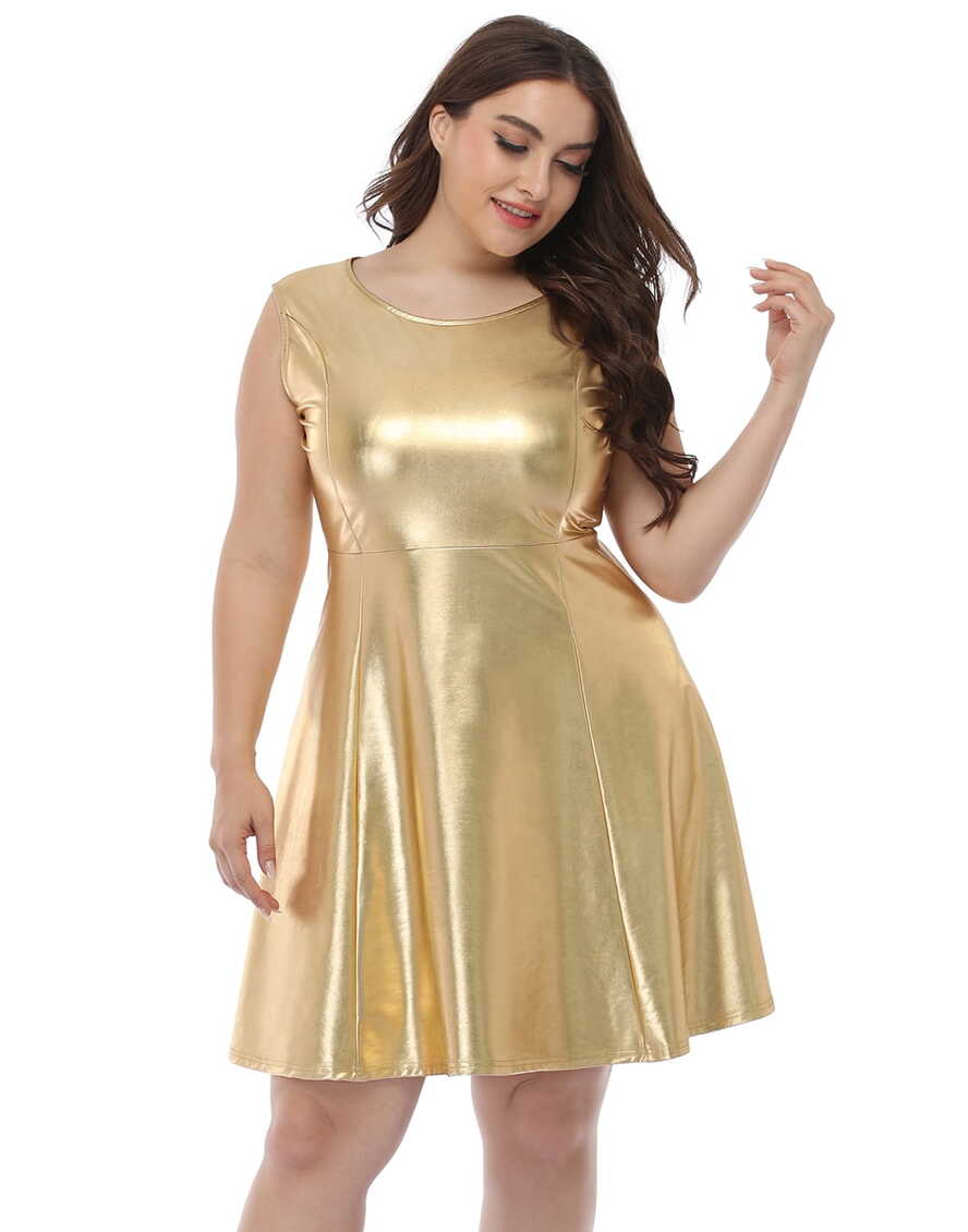 Shiny Metallic Alien Costume Dress - Futuristic Space Skater Dress ...