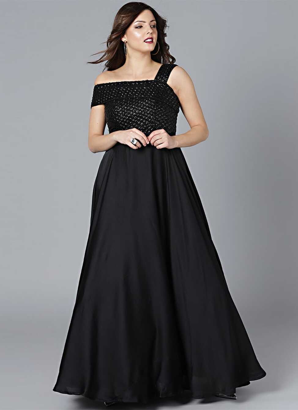 Shop Ethnovog Black Sequins Gown Party Wear Online at Best Price ...