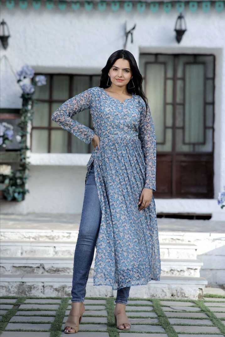 Shop Floral Printed Nayra cut Kurtis &amp; Kurtas Online | Me99