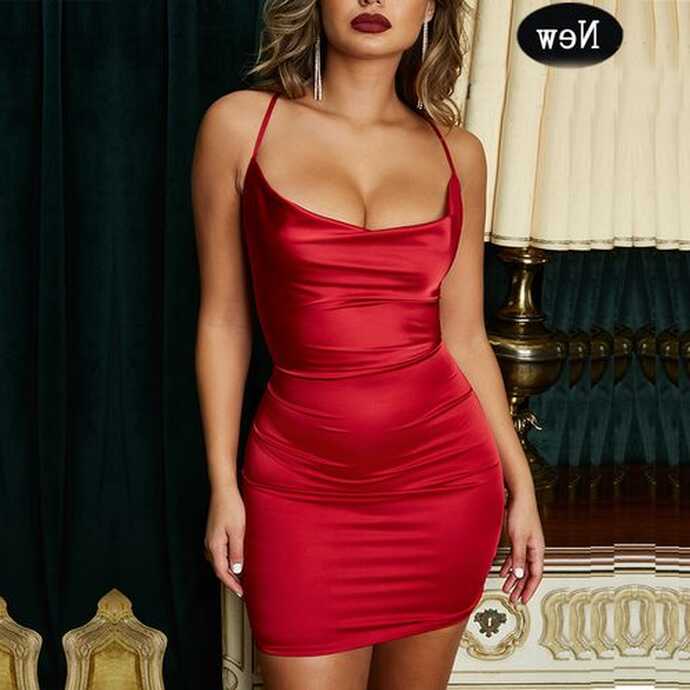 Shop Generic (Red)Satin Dress Women Bodycon Dress Blue Red Summer ...