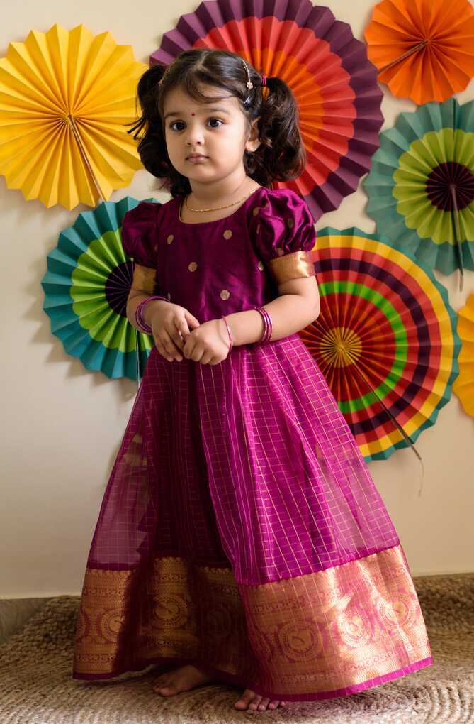 Shop Kids&#39; Cute Pink Chanderi &amp; Organza Designer Frocks – ekantastudio