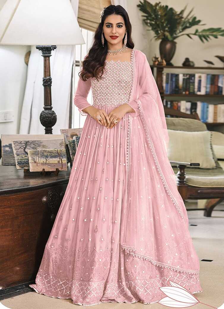 Shop Pink Georgette Embroidered Designer Anarkali Suit Festive ...