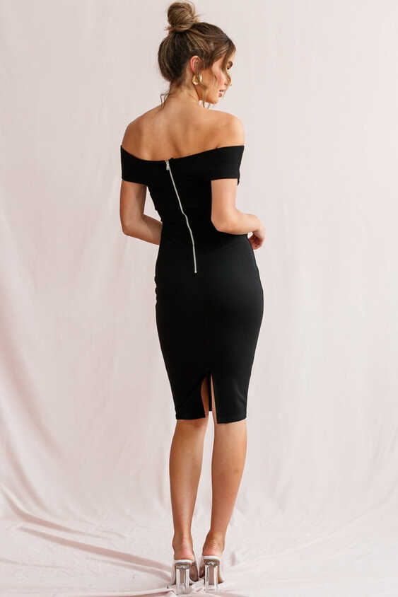 Shop the Corrine Elegant Off the Shoulder Bodycon Dress Black ...