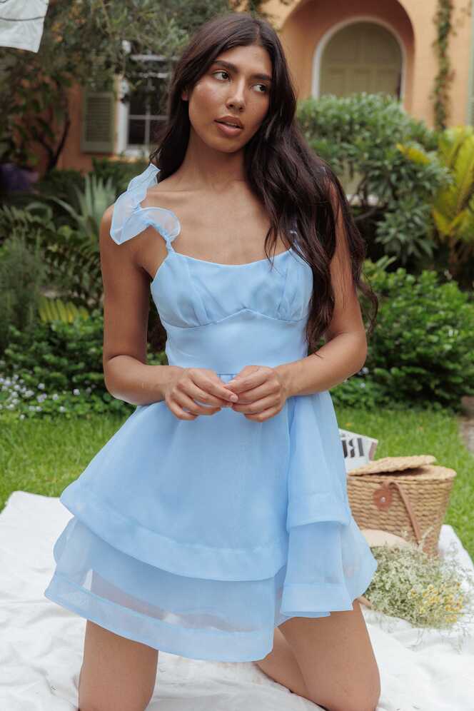 Shop the I&#39;ve Got Sunshine Ruffle Strap Mini Dress Baby Blue ...