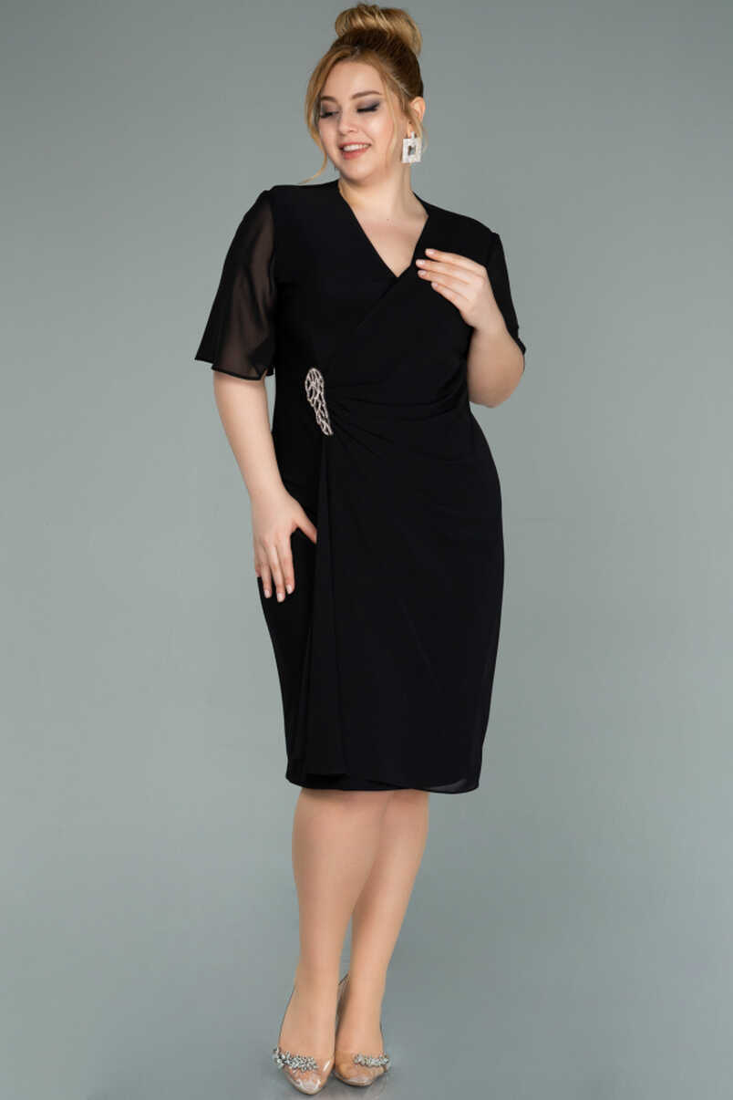 Short Black Chiffon Plus Size Evening Dress ABK1299 | Abiyefon.com