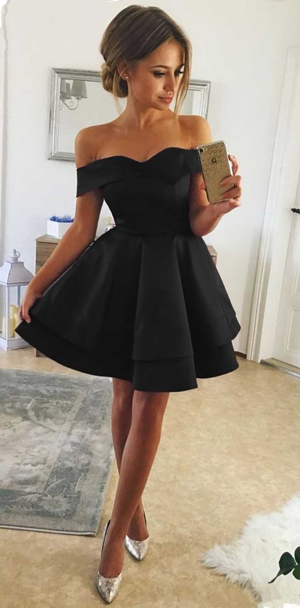 Short Black Homecoming Dresses For Back To School Us14