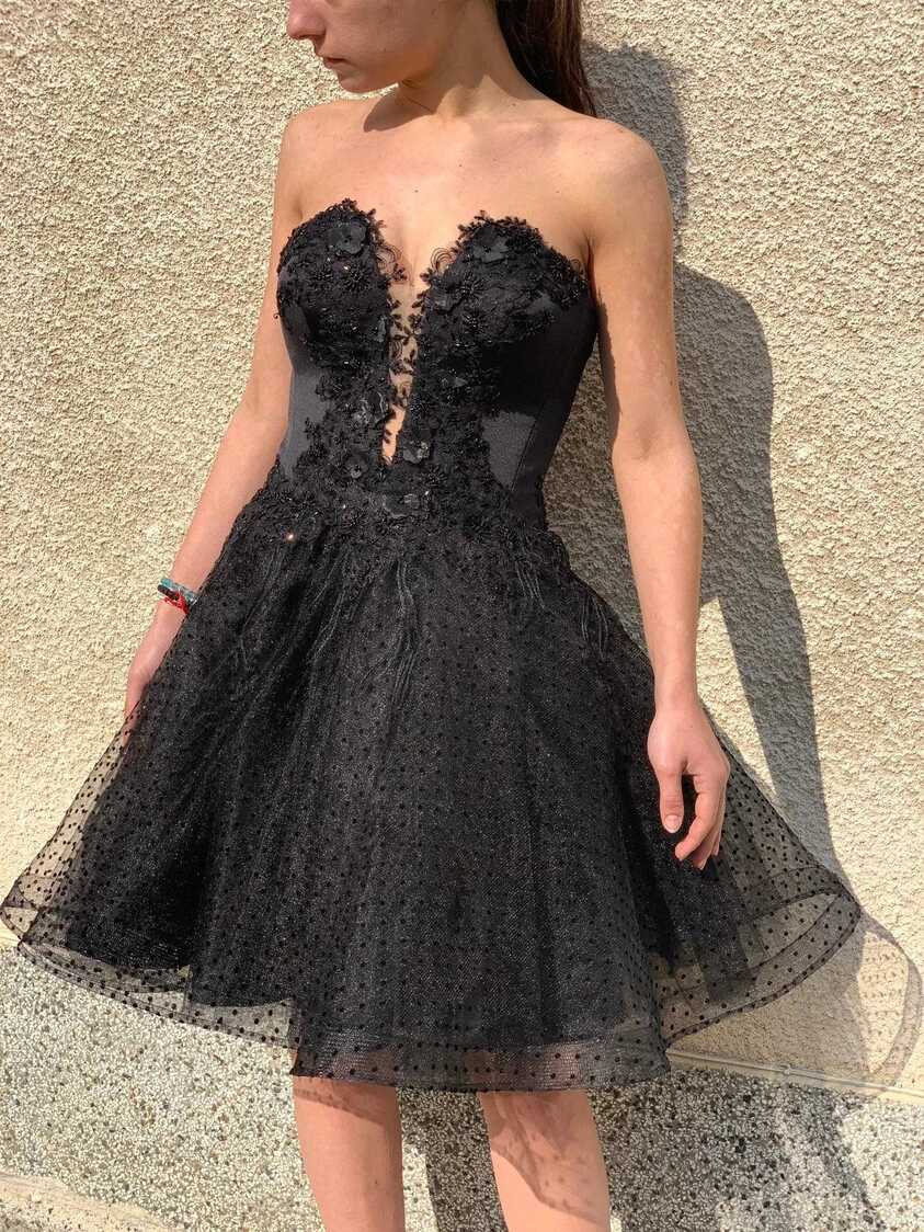 Short Black Wedding Dress | Black Lace Gown | Gothic Sexy Gown ...