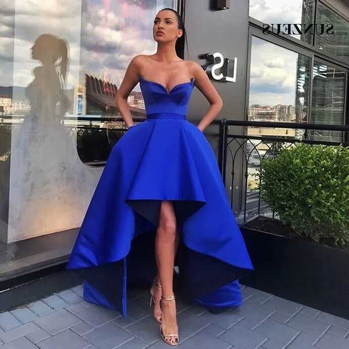 Short Front Long Back Prom Dresses A Line Sweetheart Strapless ...