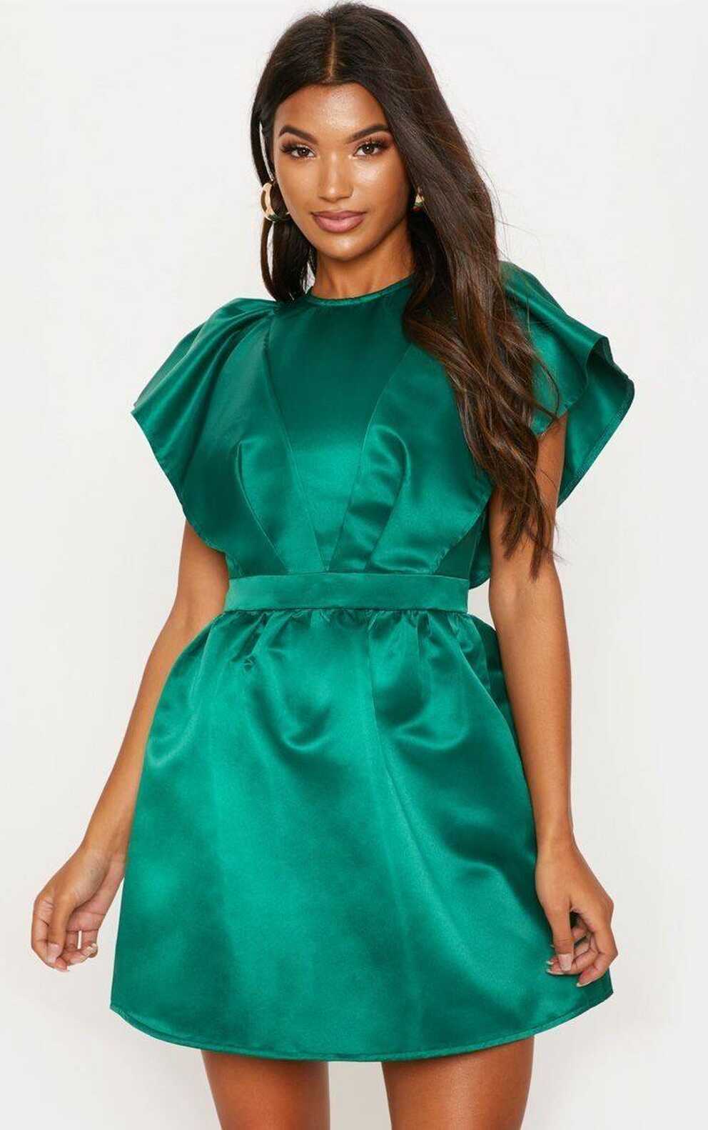 Short Green Satin Dress