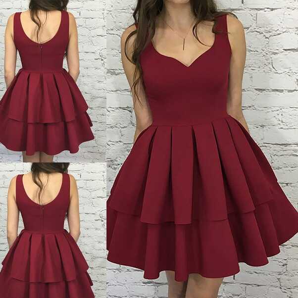 Short Homecoming Dress, Satin Homecoming Dress, Sleeveless ...