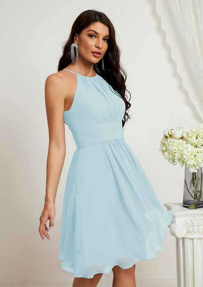 Short Mini,Knee Length,Tea Length Light Blue Bridesmaid Dresses ...