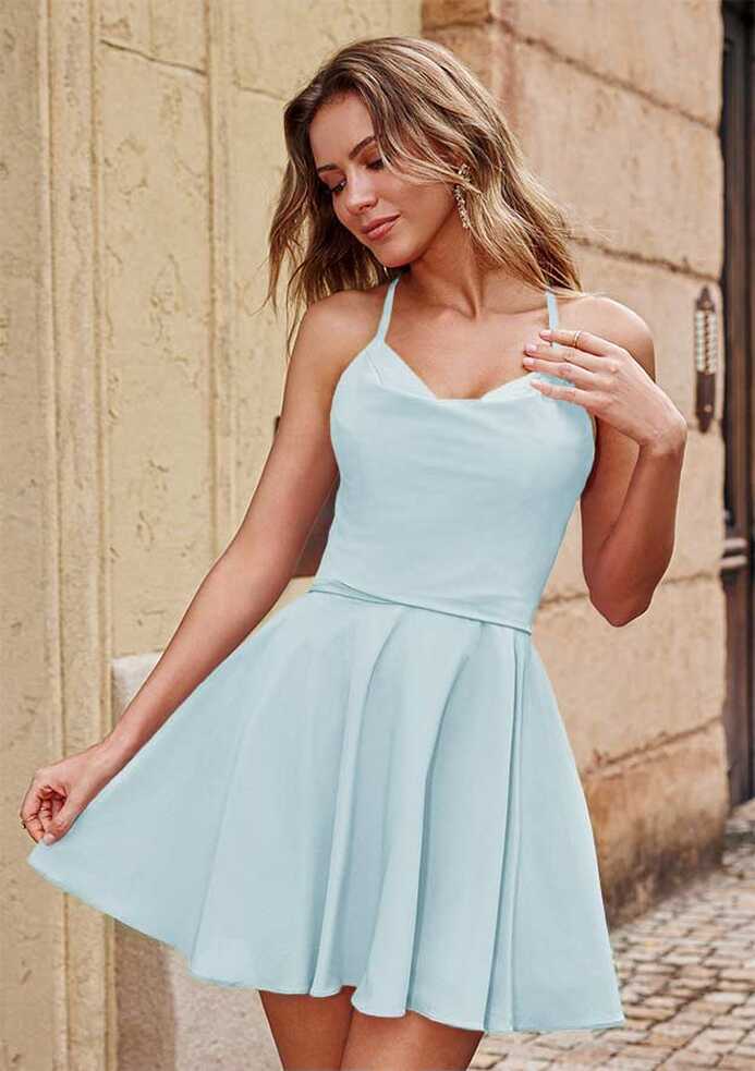 Short Mini Light Blue Homecoming Dresses | Stacees exquisite designs