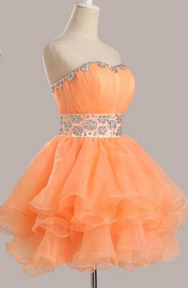 Short Prom Dress, Short Prom Gowns,orange Prom Dress, Homecoming ...