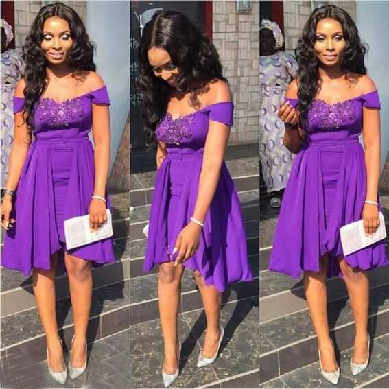 Short Purple Bridesmaid Dresses Off Shoulder With Lace Applique ...