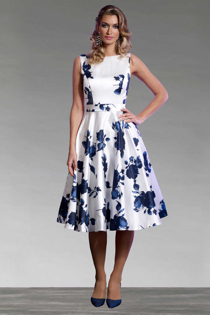 Short floral dress with full skirt. VO4650 - Catherines of Partick