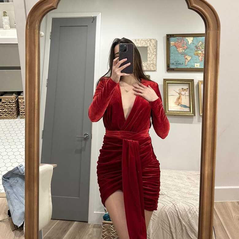 Short velvet red dress from House of CB. Perfect for... - Depop