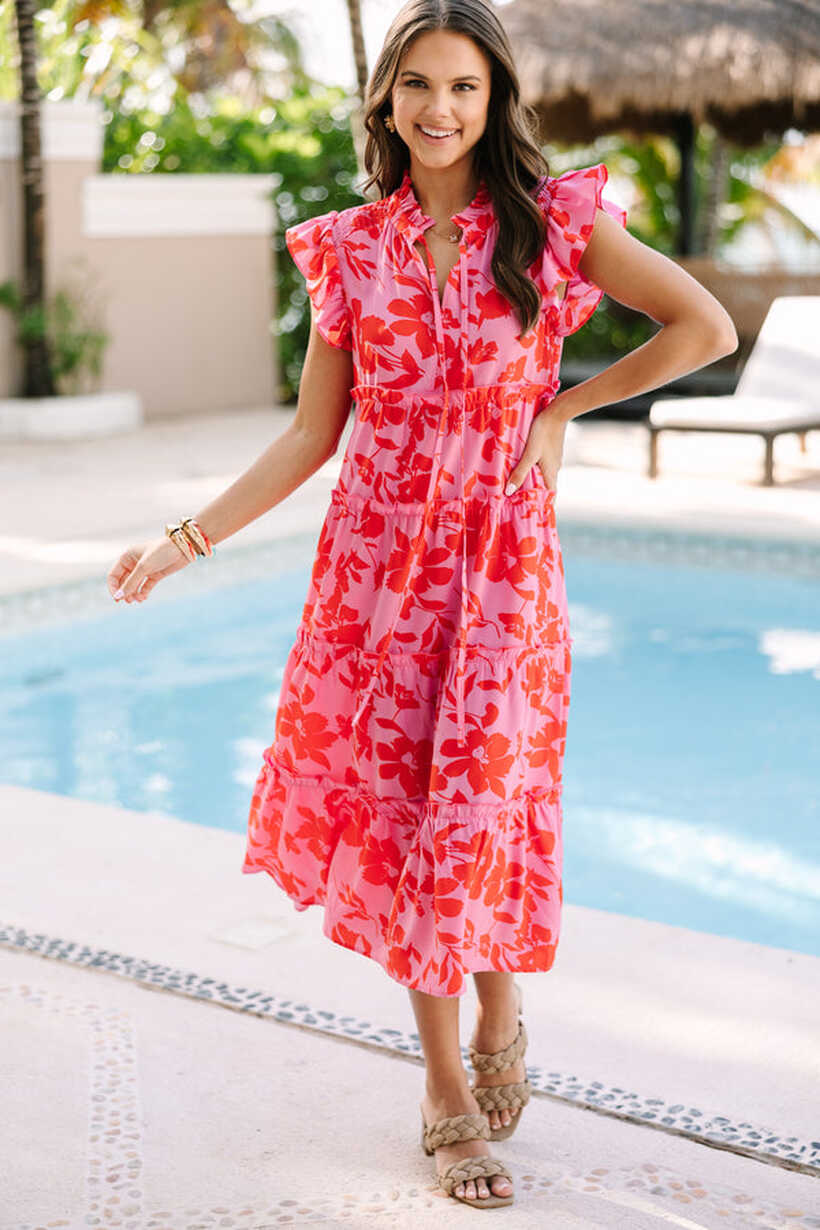 Show You Off Rose Pink Floral Midi Dress – Shop the Mint