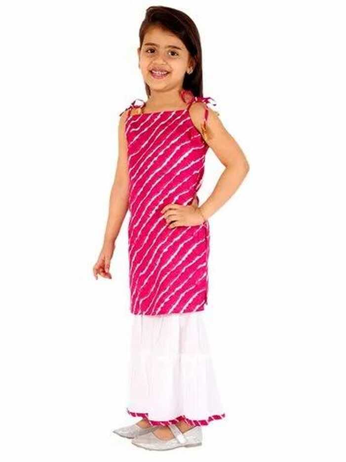 Shrinathji Collection Cambric Cotton Kids Kurti Sharara Set ...