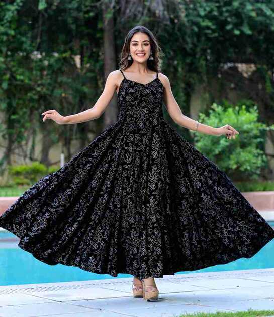 Shrivani Women Gown Black Dress - Buy Shrivani Women Gown Black ...