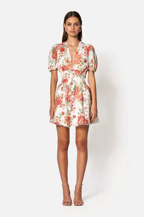 Sienna Short Sleeve Mini Dress SUNSET FLORAL Sofia – Frolic Girls