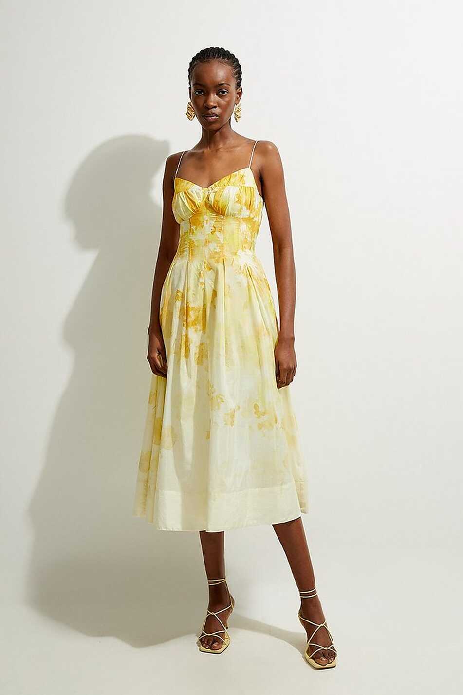 Silk Cotton Trailing Floral Strappy Midi Dress | Karen Millen