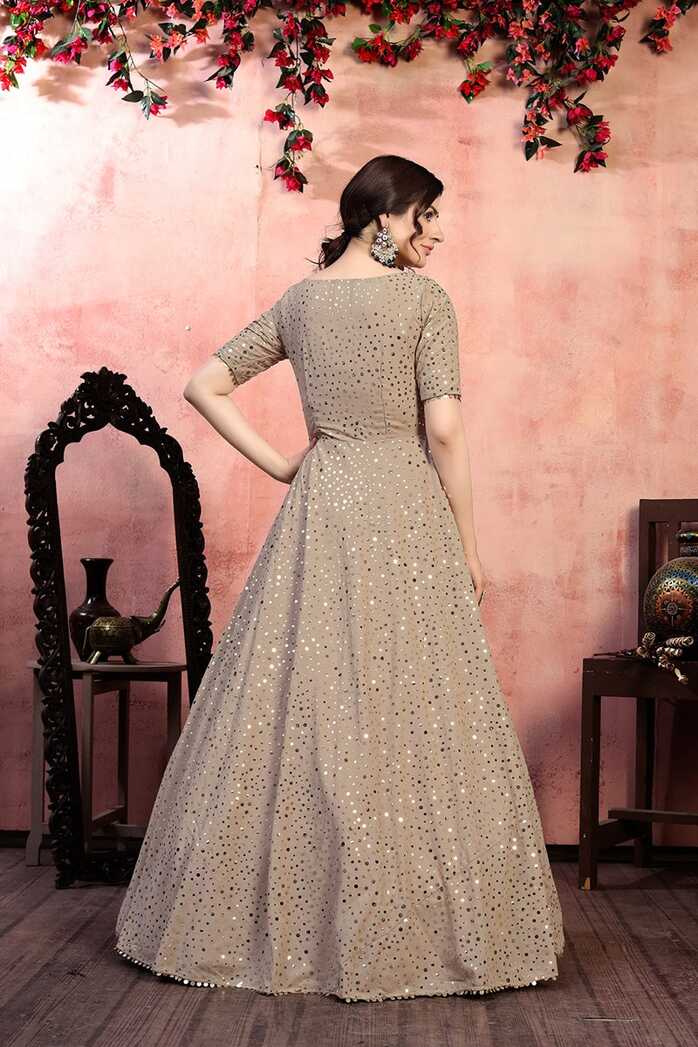 Silk Semi Stitched Long Fancy Gown For Party Wear – Cygnus Fashion