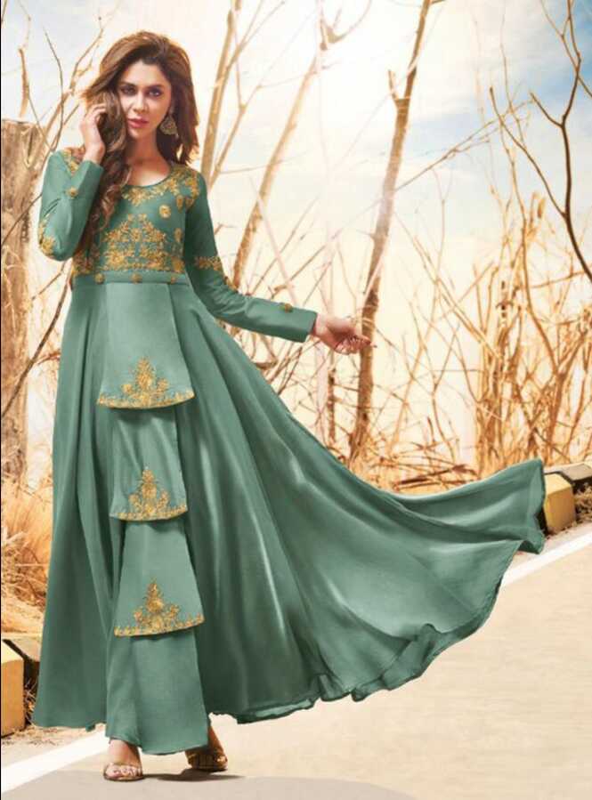 Silk Stitched Ladies Designer Fancy Party Wear Gown Collection at ...