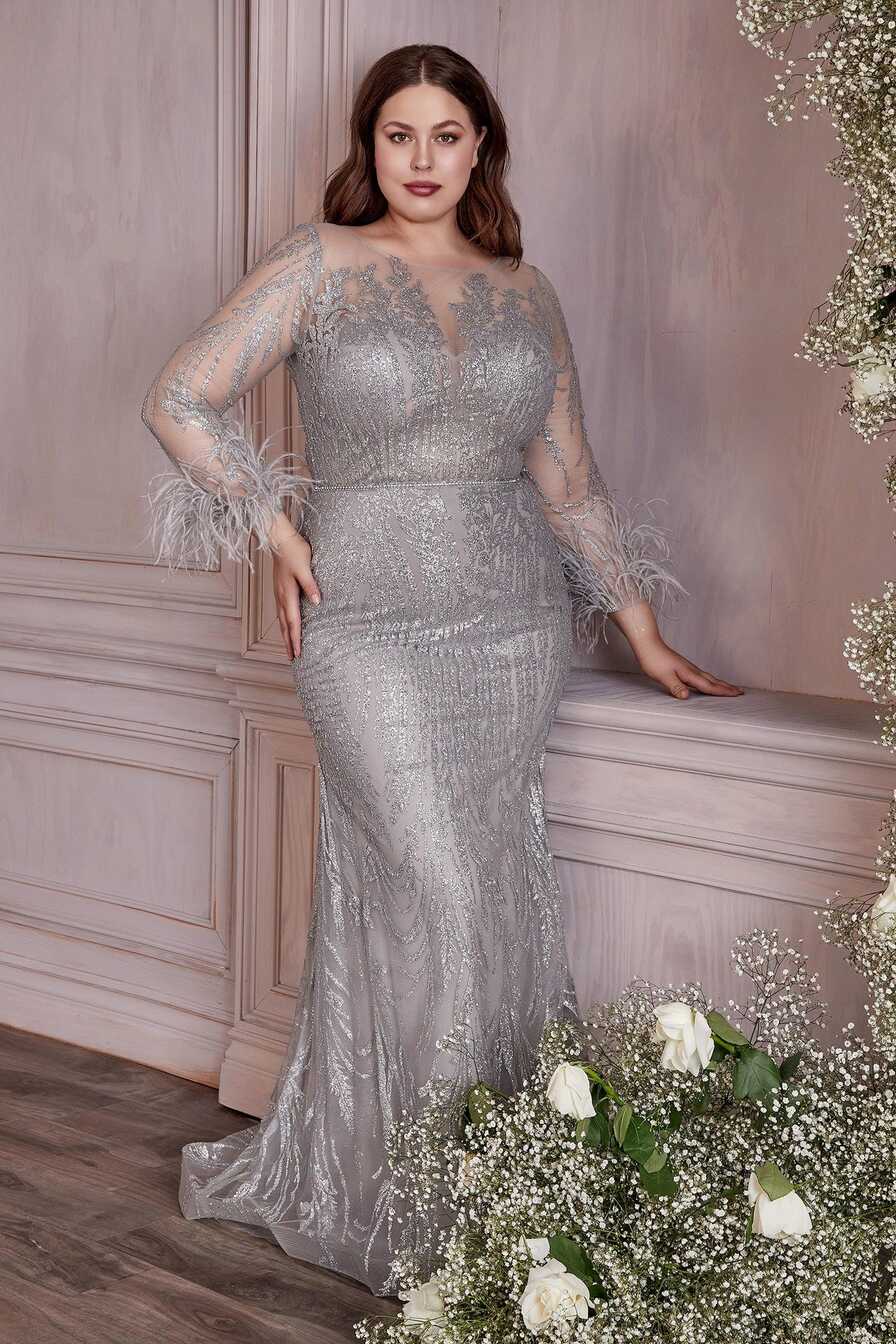 Silver Cinderella Divine CB090C Plus Size Sexy Long Formal Prom ...