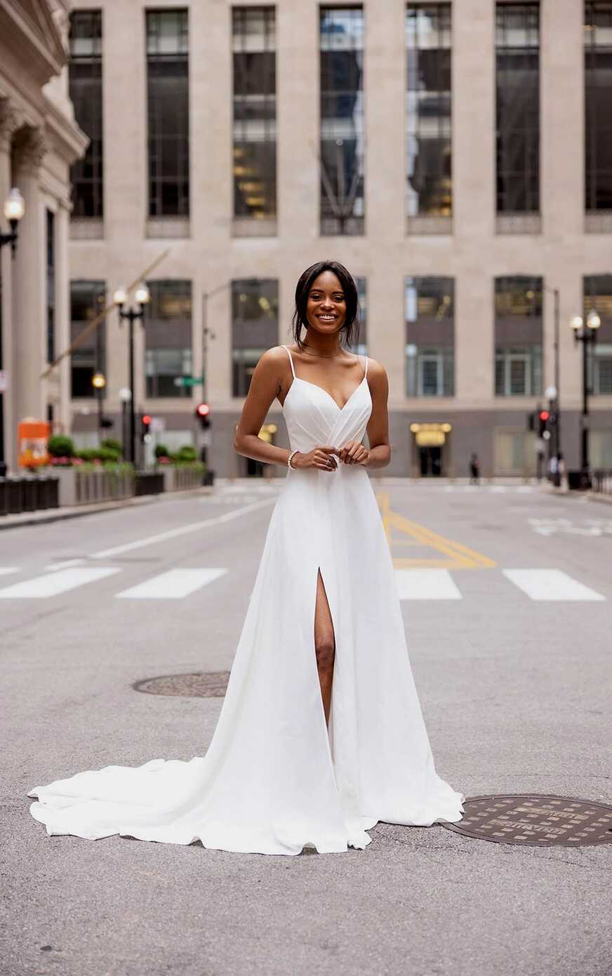 Simple A-Line Wedding Dress with Sexy Side Slit