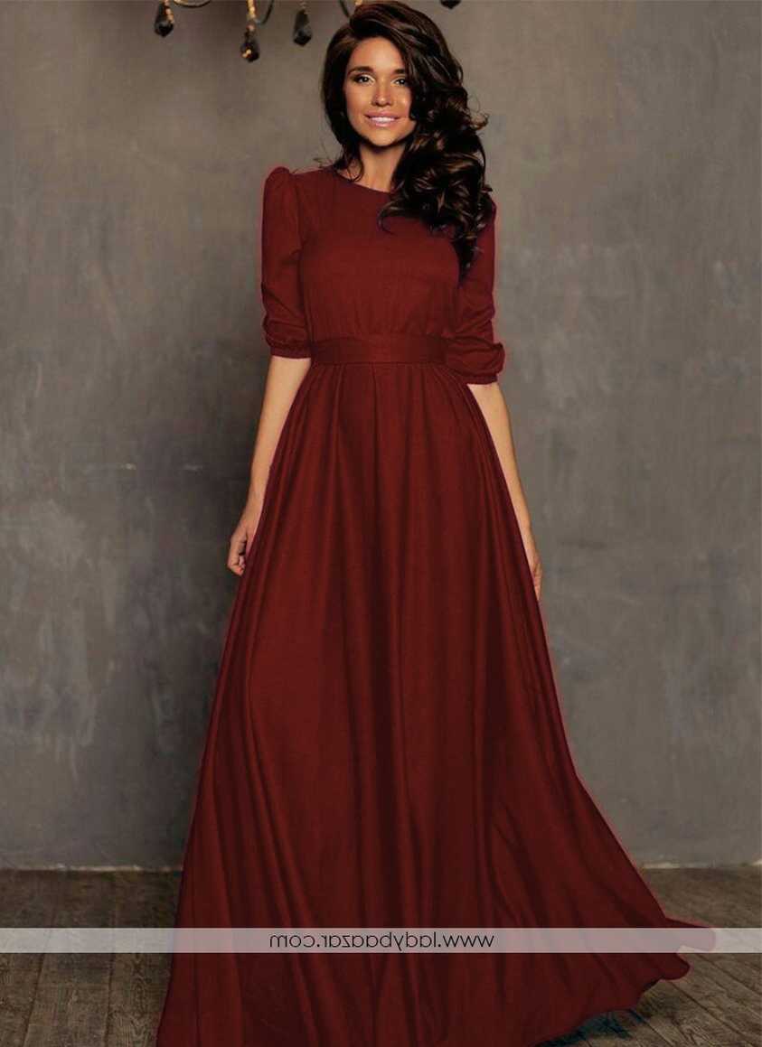 Simple And Elegant Striking Maroon Tapeta Silk Floor Length Long ...