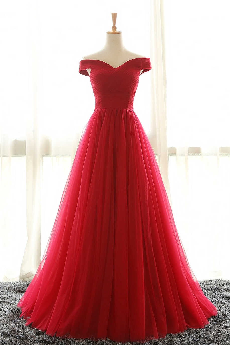 Simple Ball Gown Off Shoulder Tulle Prom Dress – daisystyledress