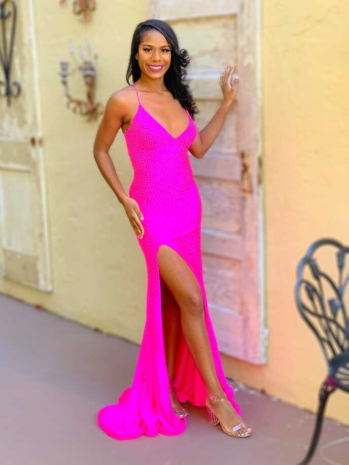 Simple Bodycon Hot Pink Prom Dress – PROM BAE