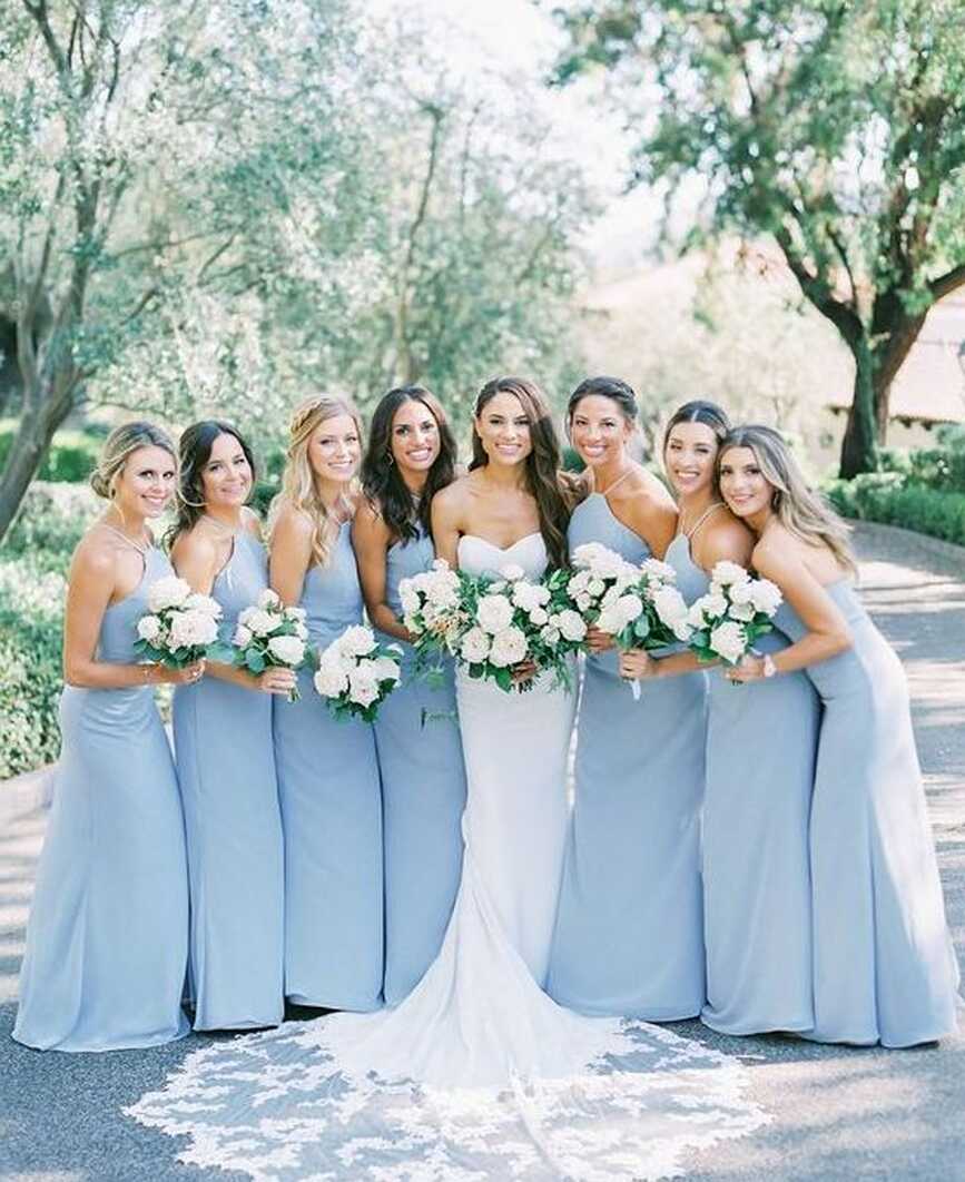 Simple Chiffon Halter Dusty Blue Bridesmaid Dresses under 100 ...