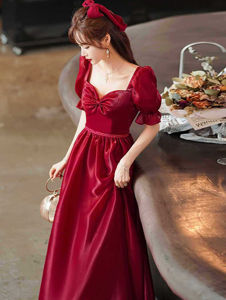 Simple Elegant Red Satin Long Evening Party Dress Plus Size – FloraShe