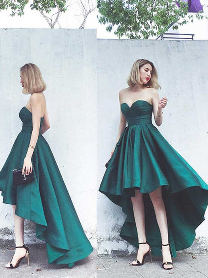 Simple Hi-Lo Emerald Green Prom Dress Emerald Green High Low ...