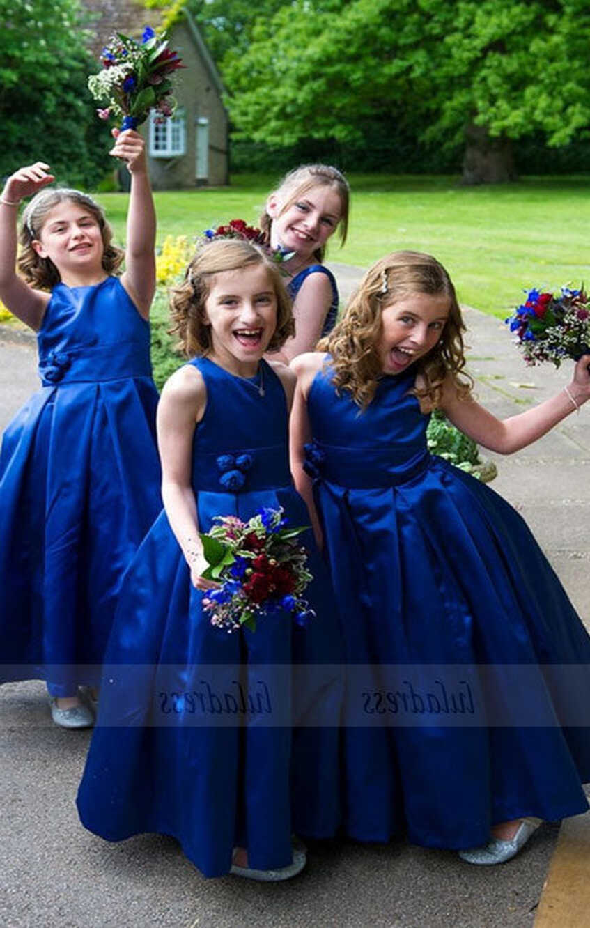 Simple Long Royal Blue Flower Girl Dress Flowers Girl Pageant ...