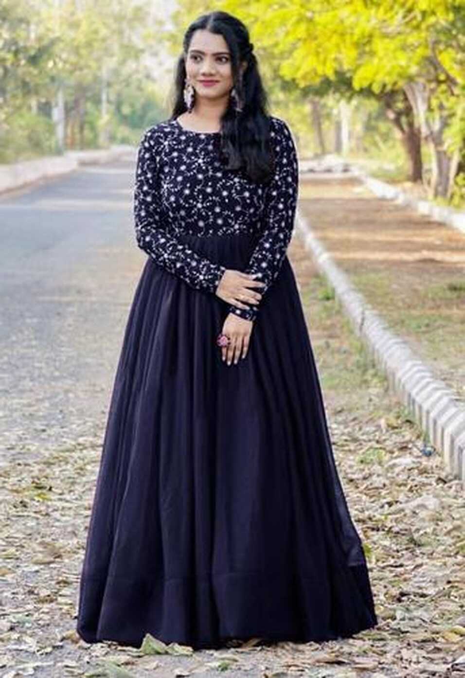 Simple Look Gown With Fancy Embroidery Work at Best Price in Surat ...