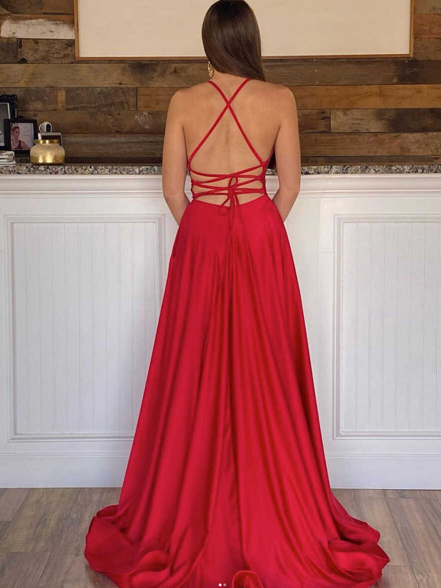 Simple Red Long Prom Dresses, Red Formal Graduation Dresses – shopluu