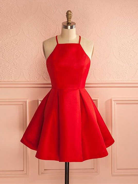 Simple Red Short Prom Dress, Short Red Homecoming Dress, Red Short ...