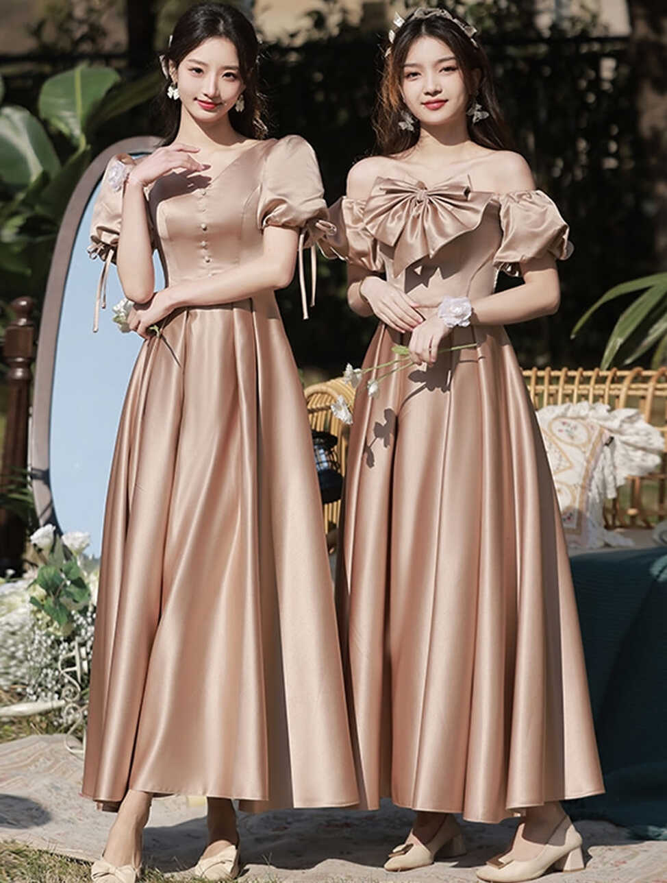 Simple Sweet Maid of Honor Satin Dress Beautiful Formal Long Gown ...