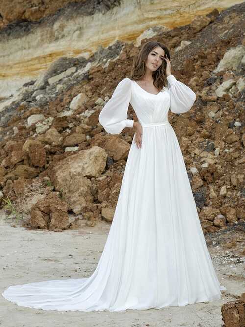 Simple Wedding Dress, A-line Wedding Dress, Long Sleeve Dress ...