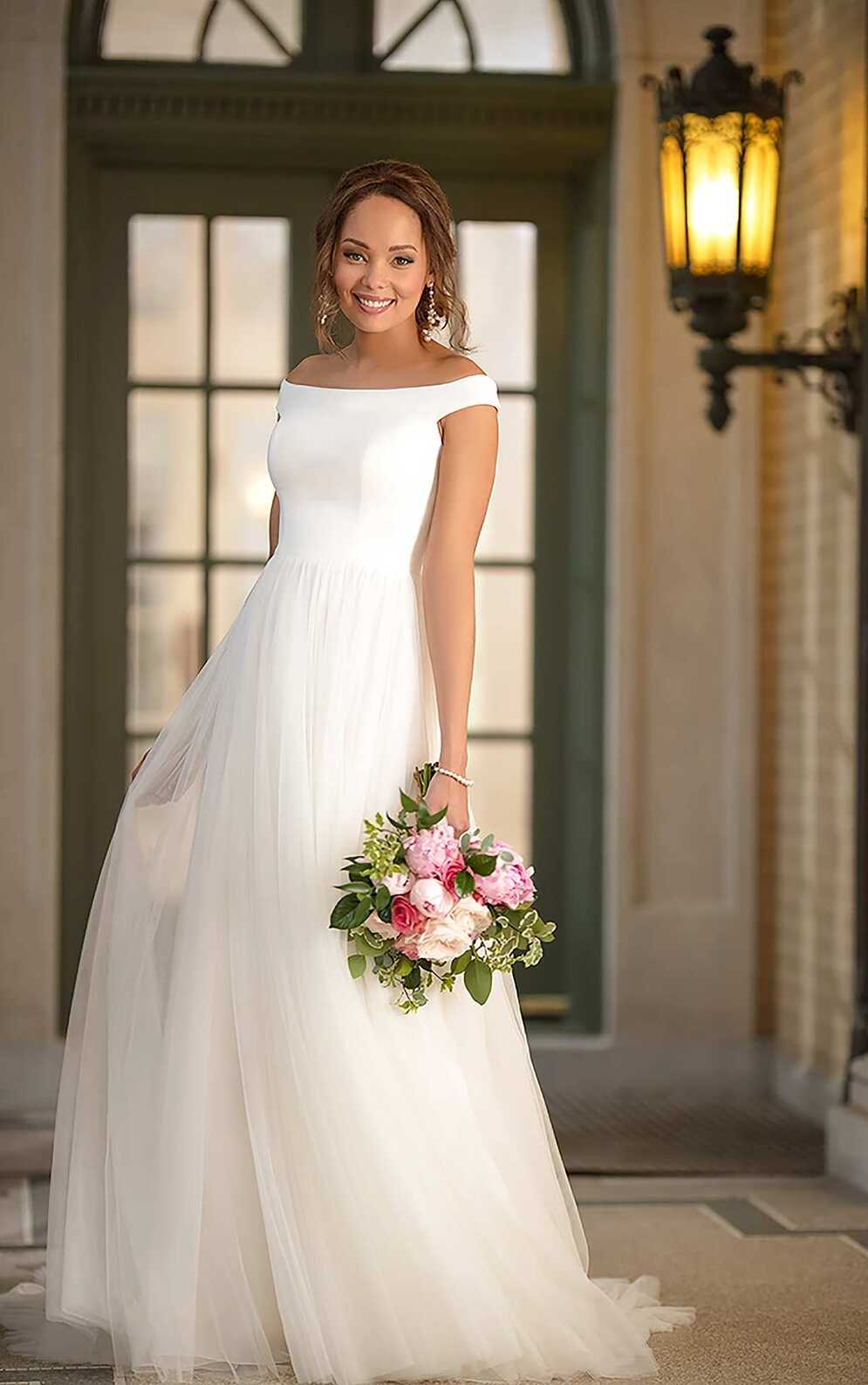 Simple and Modern Wedding Dress with Mixed Fabric | Stella York ...