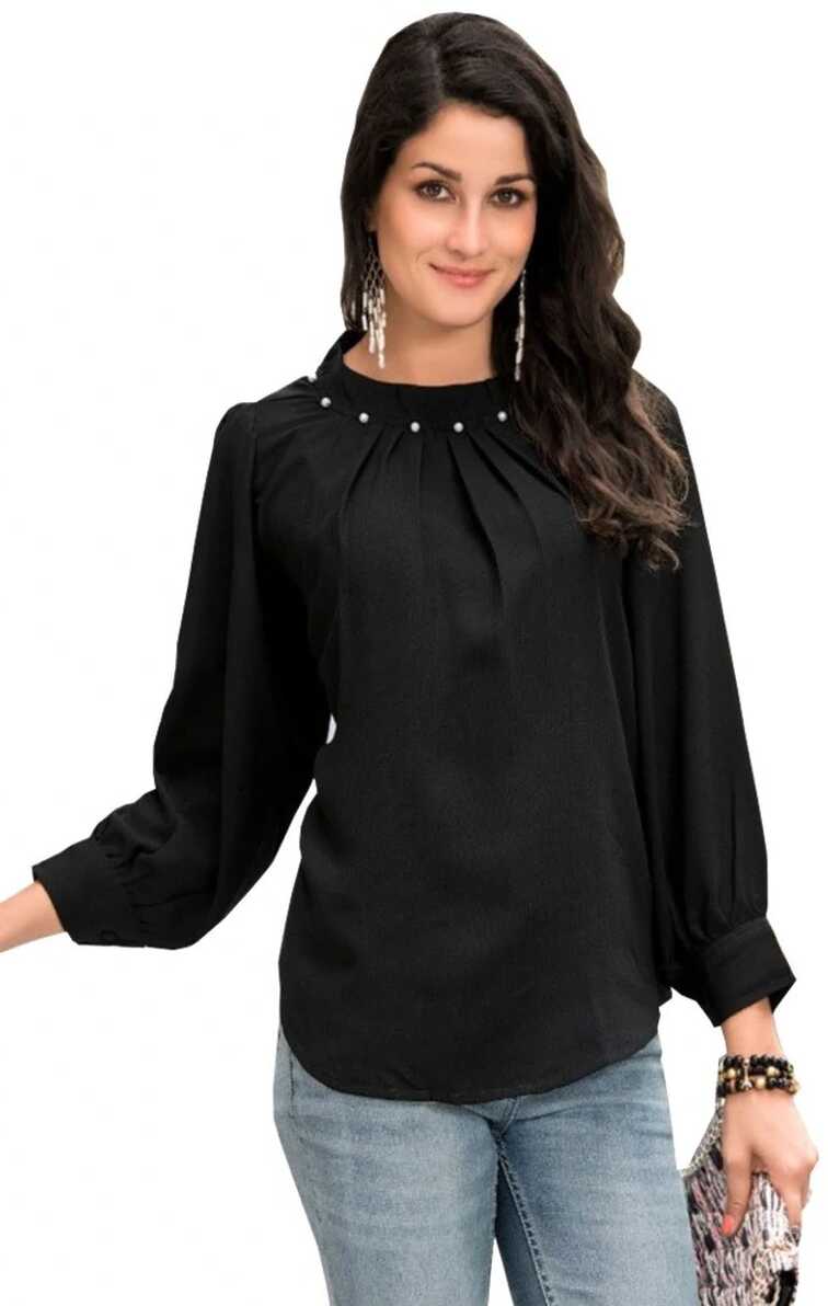 Sinina Striking Black Color Blend Western Top-Slope06