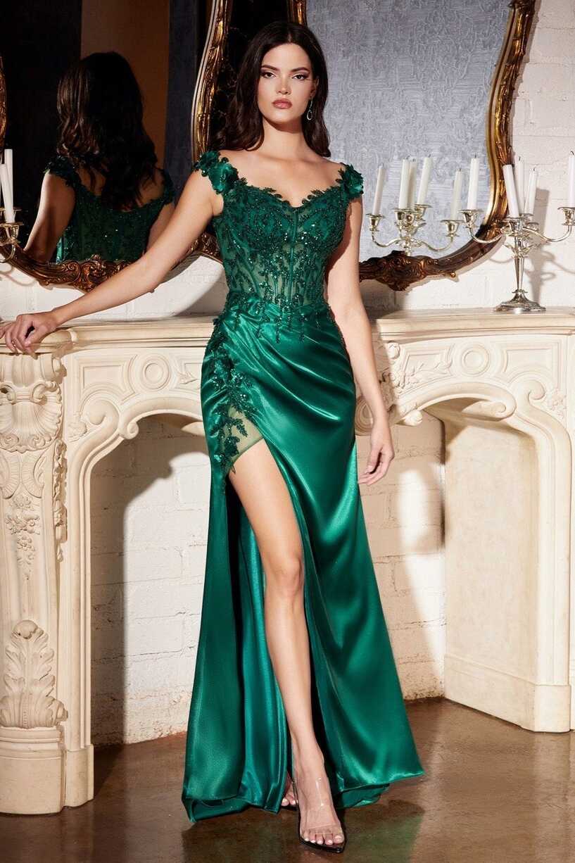 Size 6 Prom Long Sleeve Sequined Emerald Green Side Slit Dress on ...