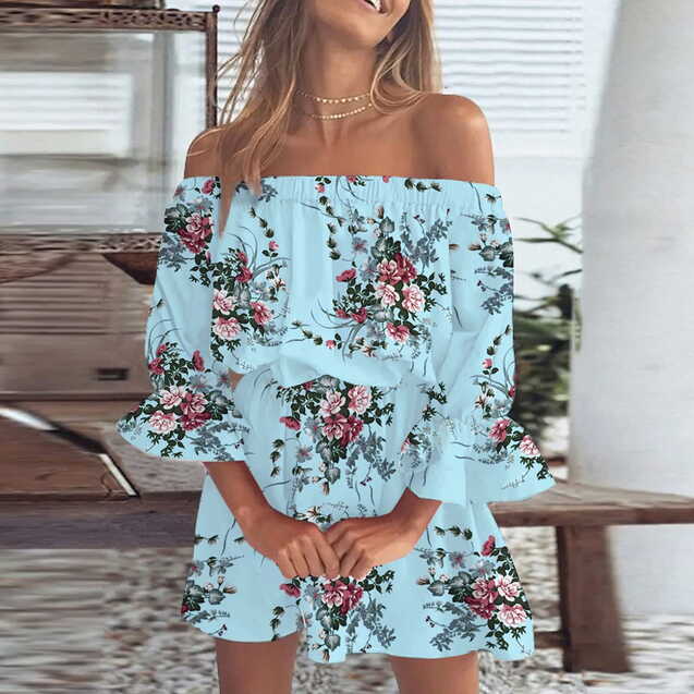 Skpblutn Summer Dresses 2023 for Sleeveless Off Shoulder Floral ...